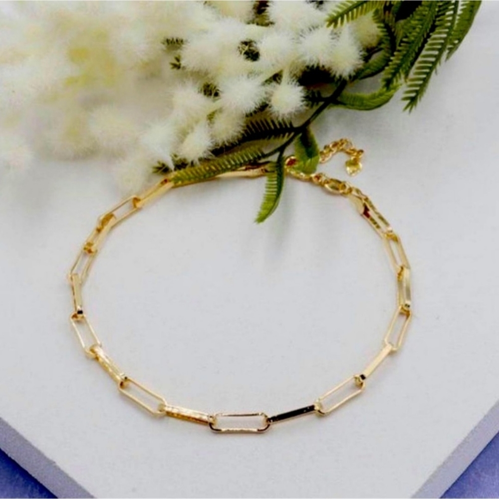 18K Gold Plated Paper Clip Anklet